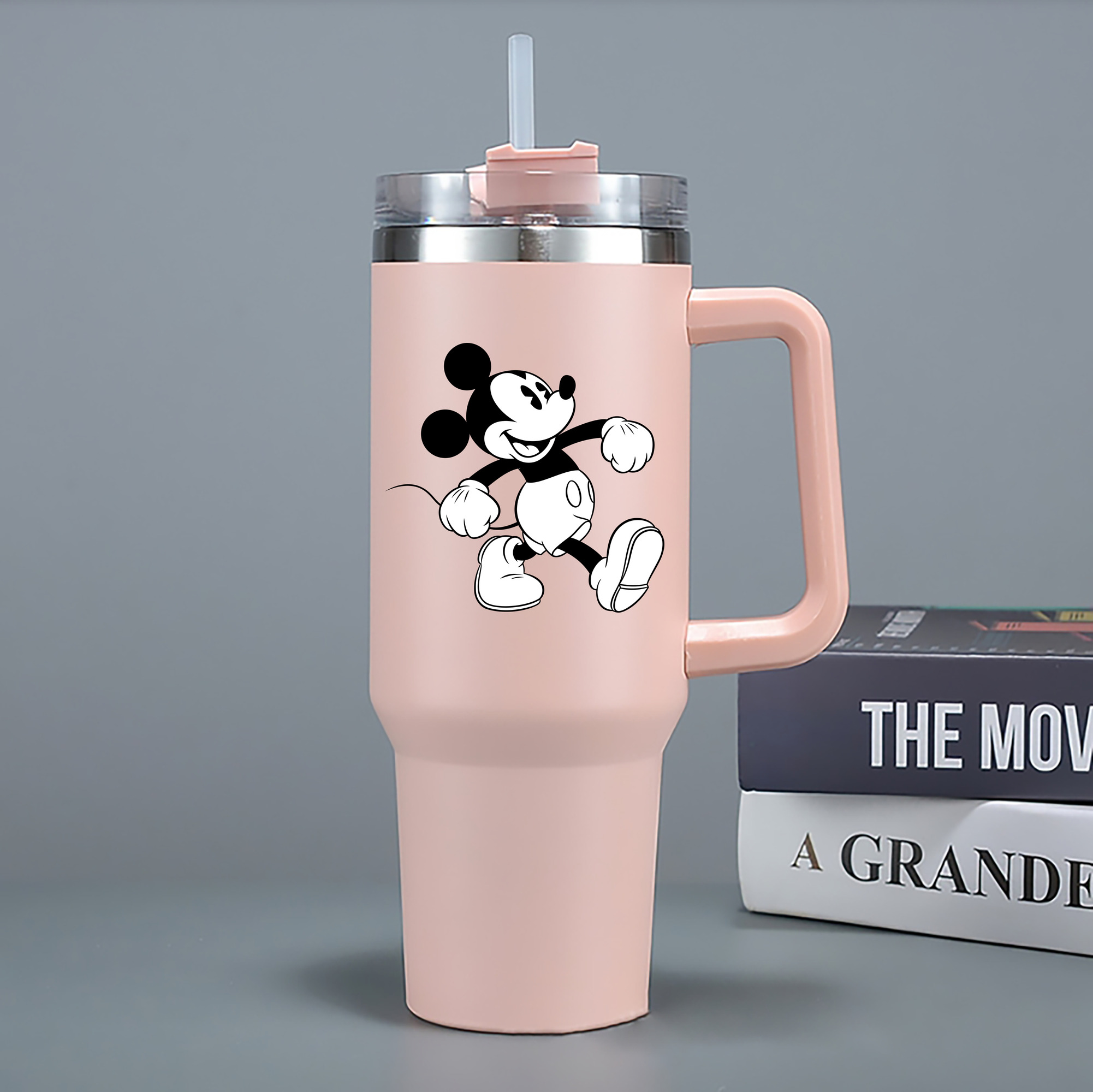 （画像用） ミッキーマウス Mickey Mouse 1200mL車用タンブラー - クリスタルステッカー（プラスチックストロー付き）